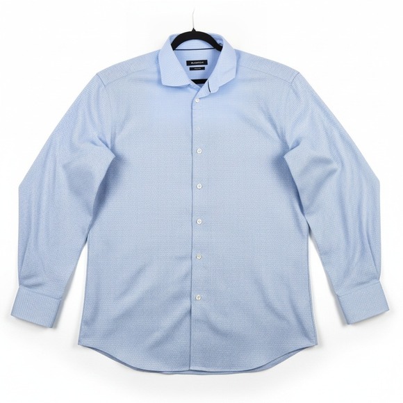 Bugatchi Other - Bugatchi Button Up Shirt Men 3XL Light Blue Shaped Fit Micro Check Long Sleeve